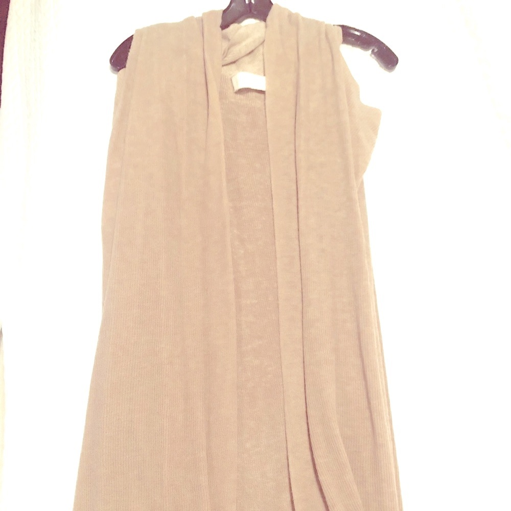Cashmere Long Vest - Light Tan Size Small